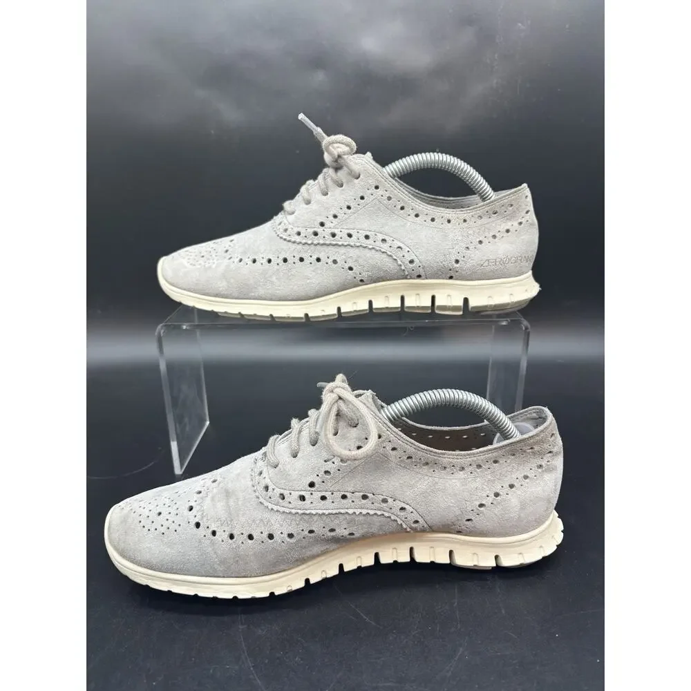 Cole Haan Zerogrand Women'S Gray Wingtip Oxford Perforated Shoes Size 6.5 B